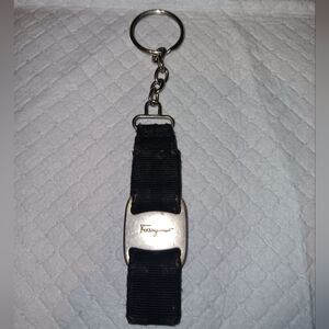 Salvatore Ferragamo Black & Silver Keychain
